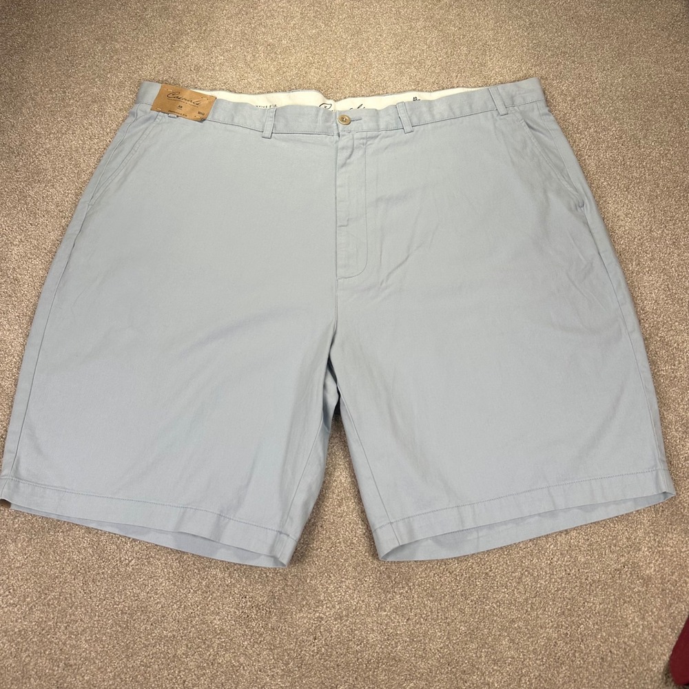 Roundtree & Yorke Mens 48 Big Relaxed Fit Chino Shorts Light Blue‎ Cotton Twill